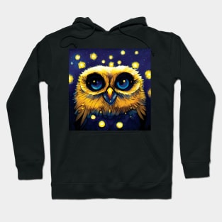 Fluffy Baby Owl in the Night Sky Hoodie